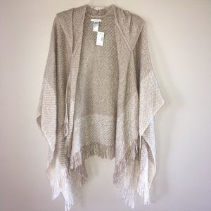 Maurices Women’s Beige Fringe Hooded Wrap Shawl
